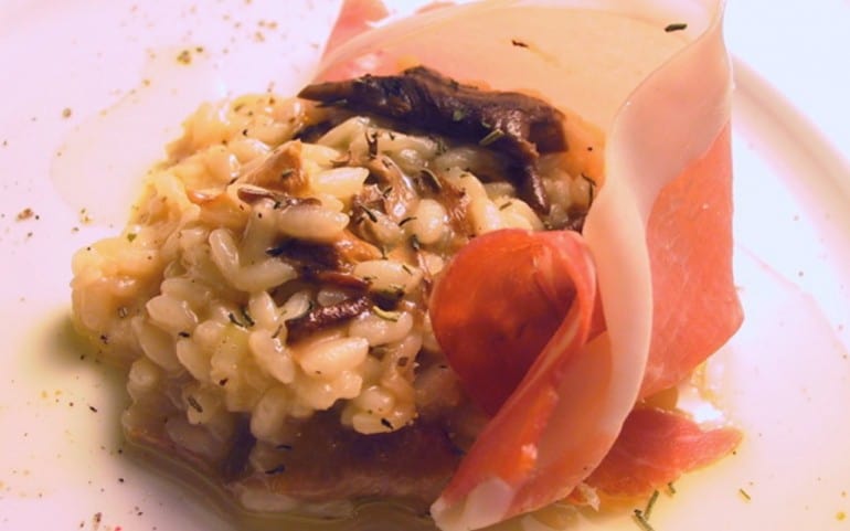 Risotto with Parma ham, the air-dried ham hits the spot and pleases the eye!