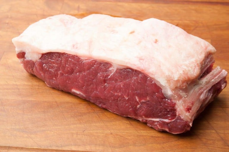 Rump steak is cut from the middle of the flat roast beef.