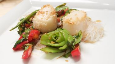 Asian Salad with Glass Noodles and Scallops, Recipe with Cooking Video Instructions