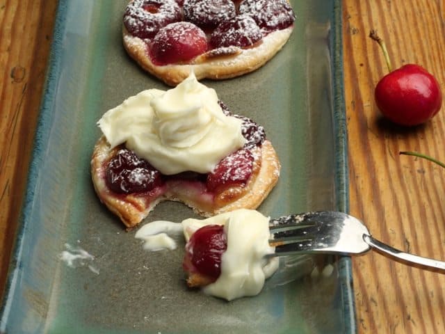 tarts with cherries and topping