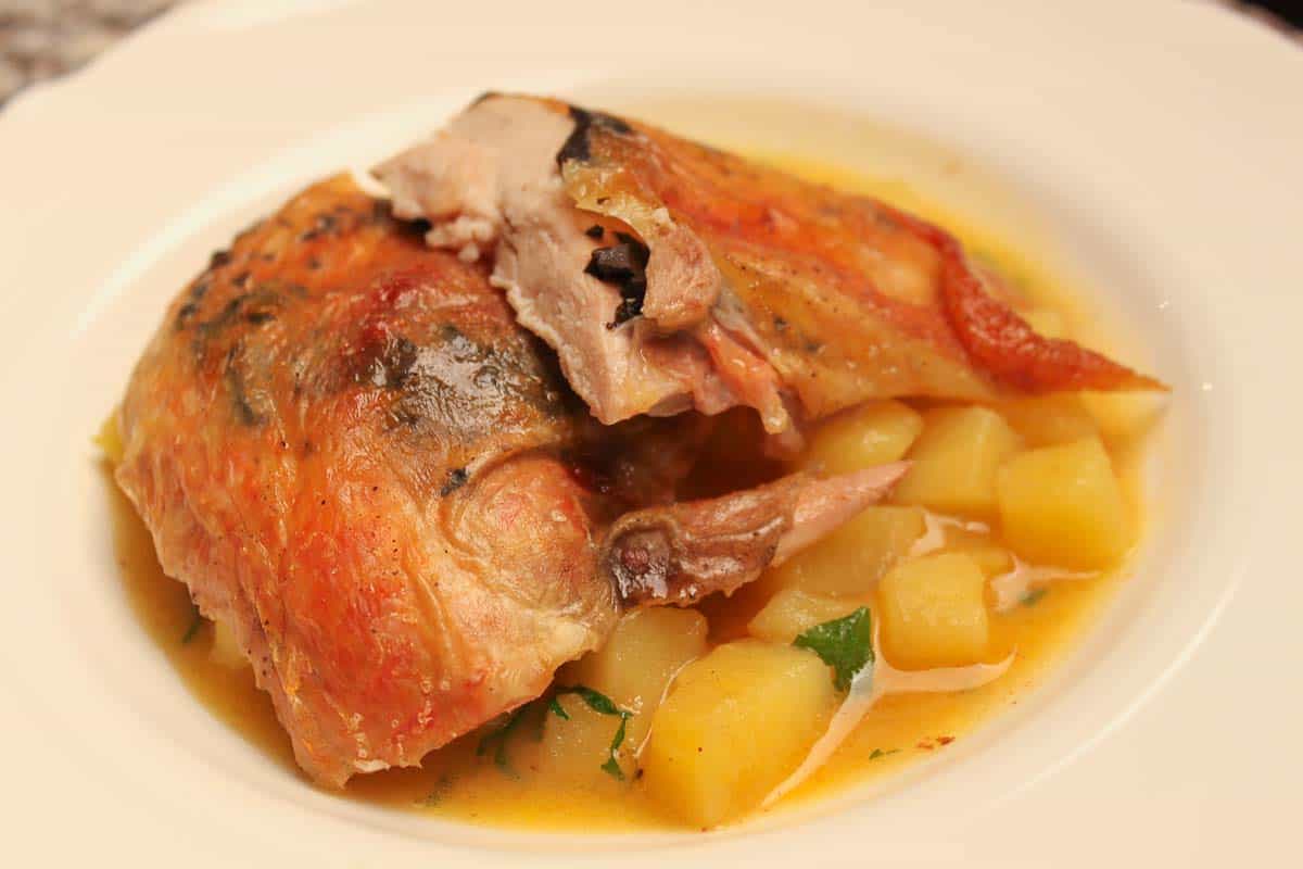 Guinea Fowl Recipe with Truffle with Potatoes and Fond, cook like a Star Chef with Video Instructions