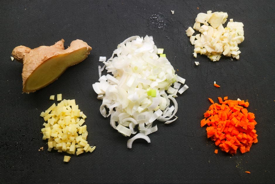 ingredients for the lentil salad
