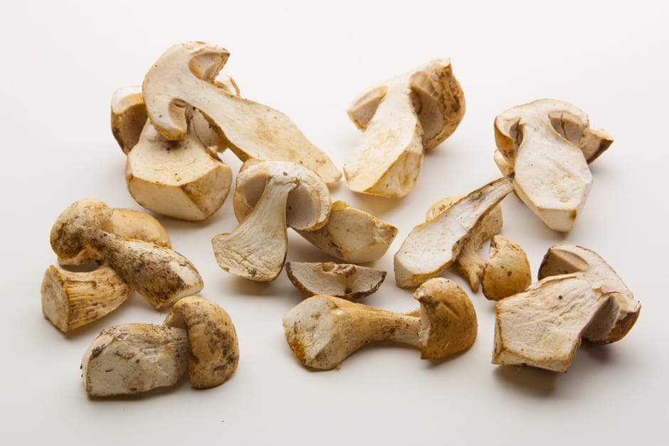 stone mushrooms fresh on a cutting board