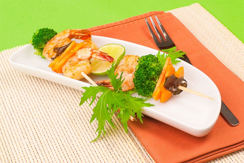 prawn skewers with vegetable ideal party food and finger food for your dinner party