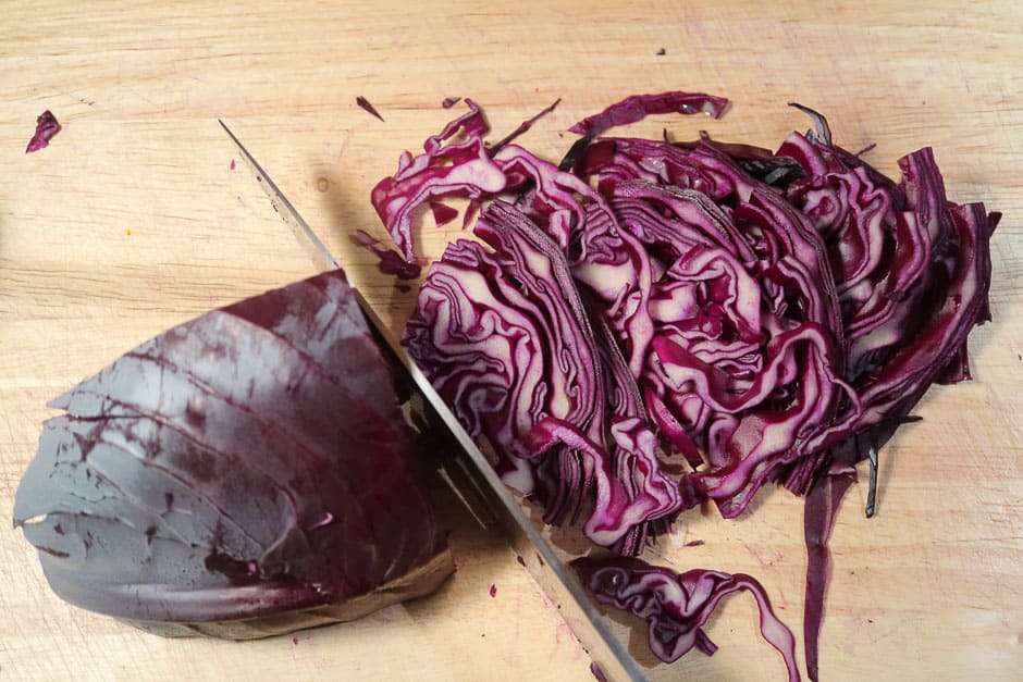 Cut red cabbage