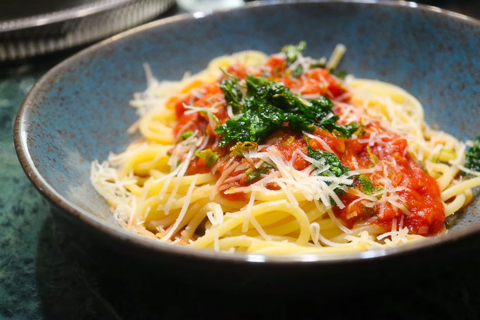 Spaghetti all'Amatriciana served