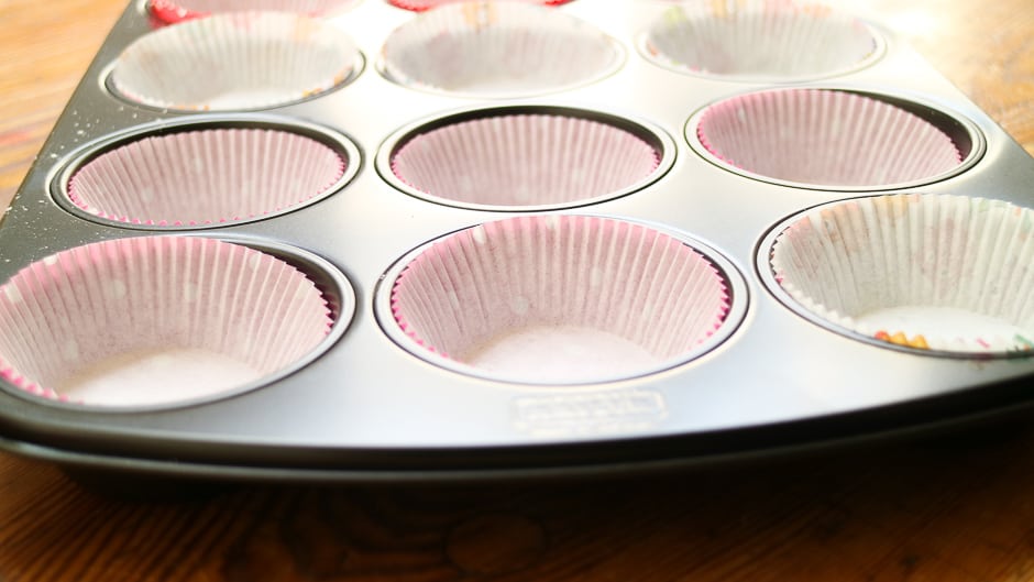 Cupcake paper molds in muffin tin