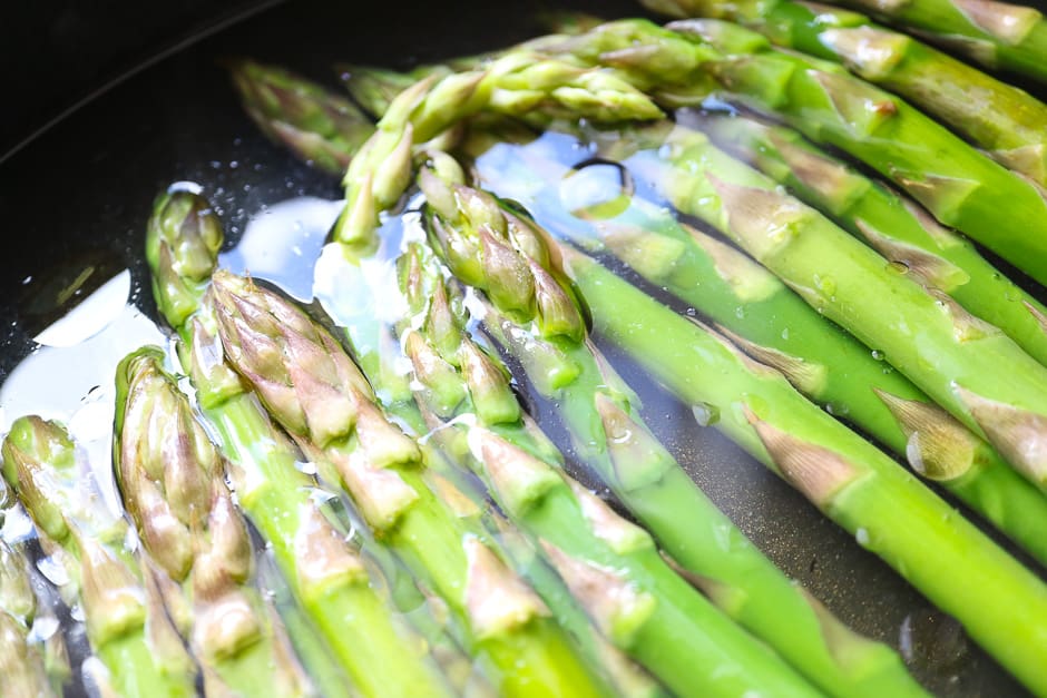 Founder asparagus cooking in the pot