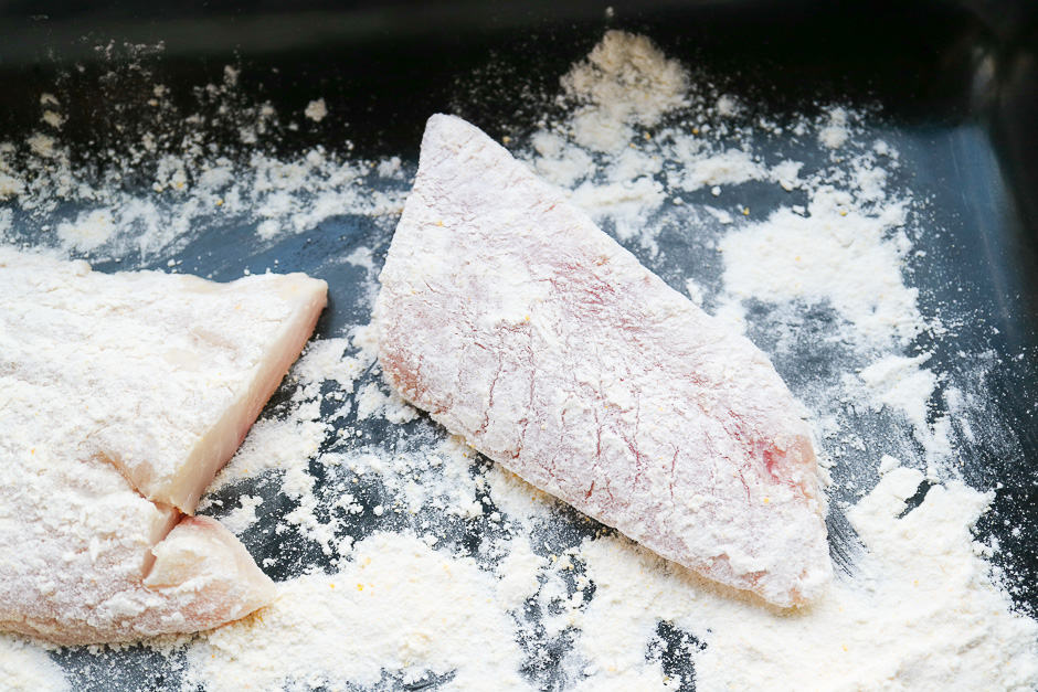 Turn the fish in flour before frying.