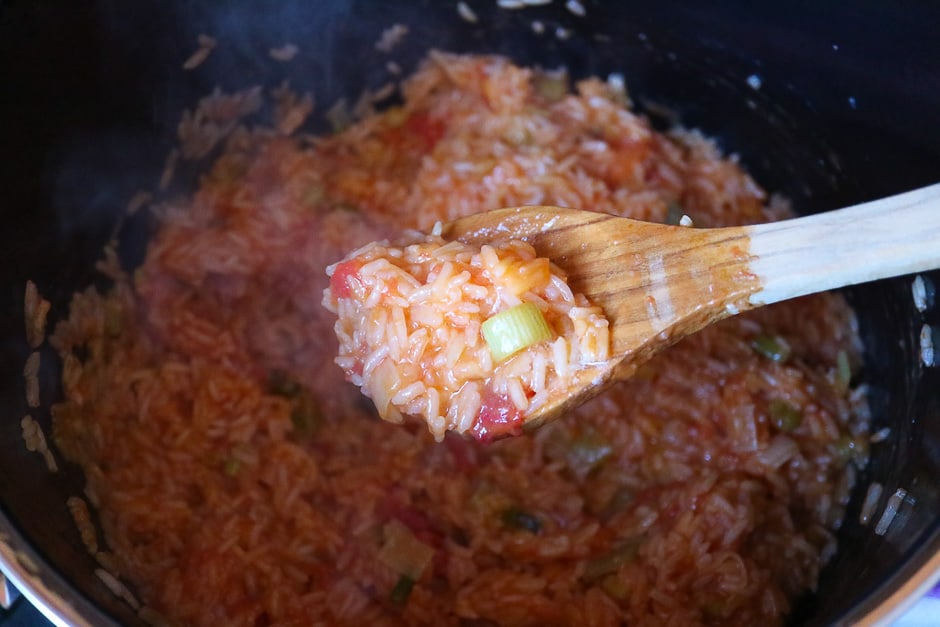 Ready-cooked tomato rice.
