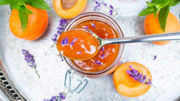 Fine apricot jam with lavender