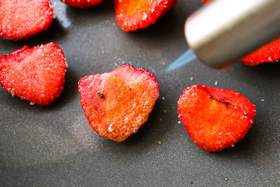 Caramelize the strawberries