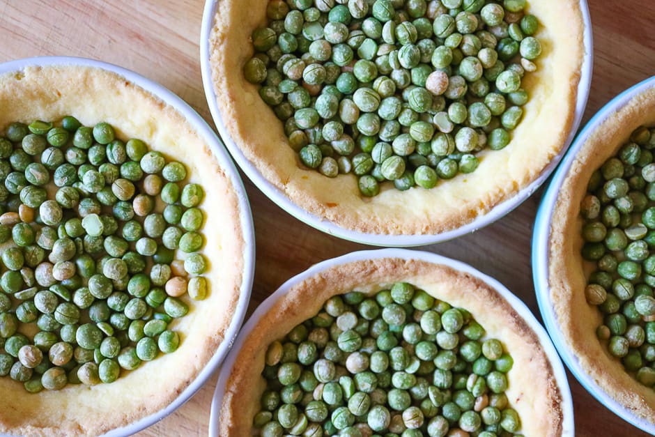 baked tartes with peas