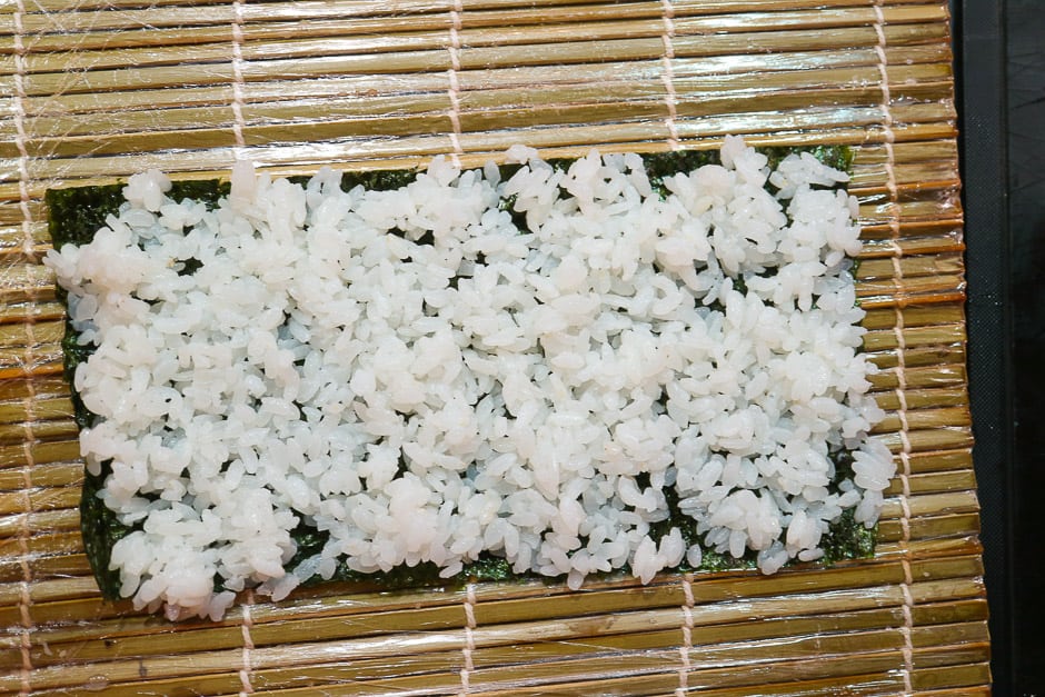 Rice on nori sheet
