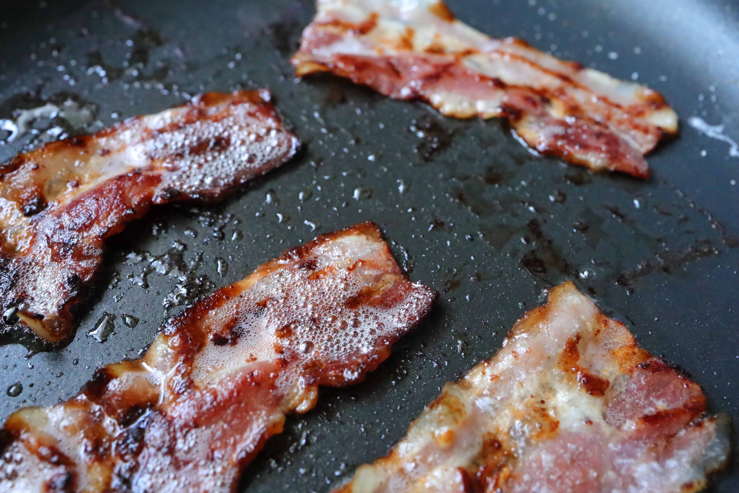 Bacon slices in the pan