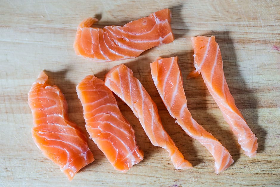 Sliced salmon fillet