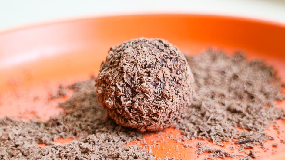Rum balls in chocolate chips