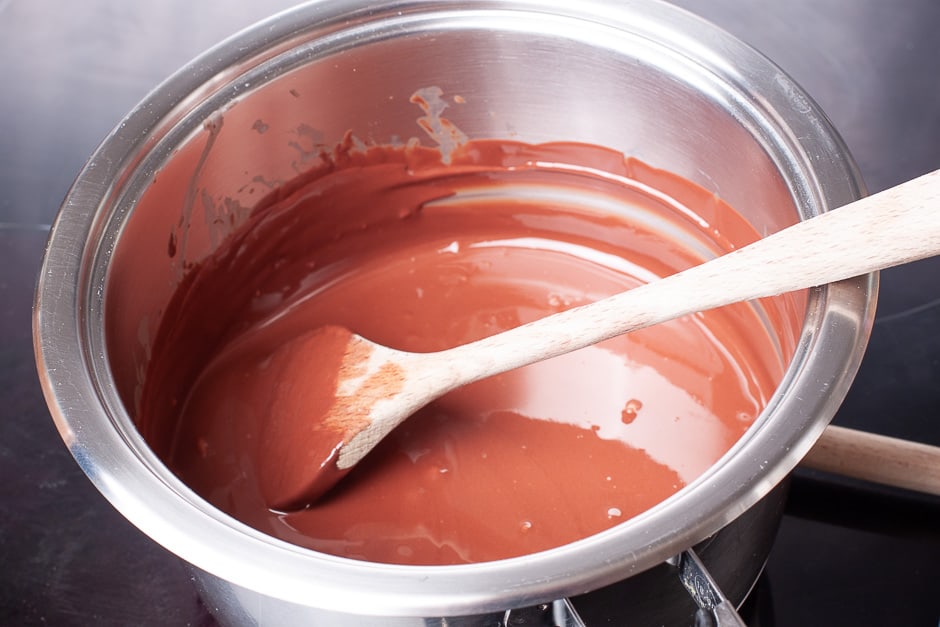 Melted chocolate in the pot