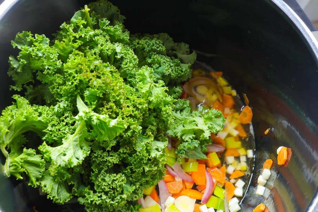 Add the kale to the vegetables