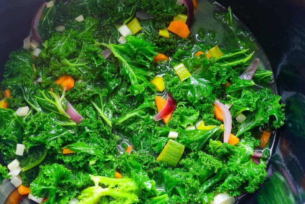 Kale soup in the pot