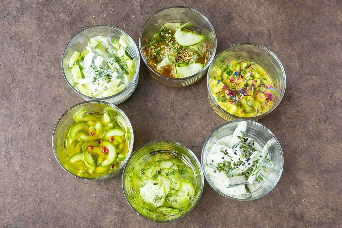 Cucumber salad variants