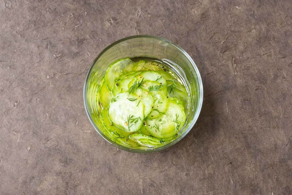 Cucumber salad vinegar, oil