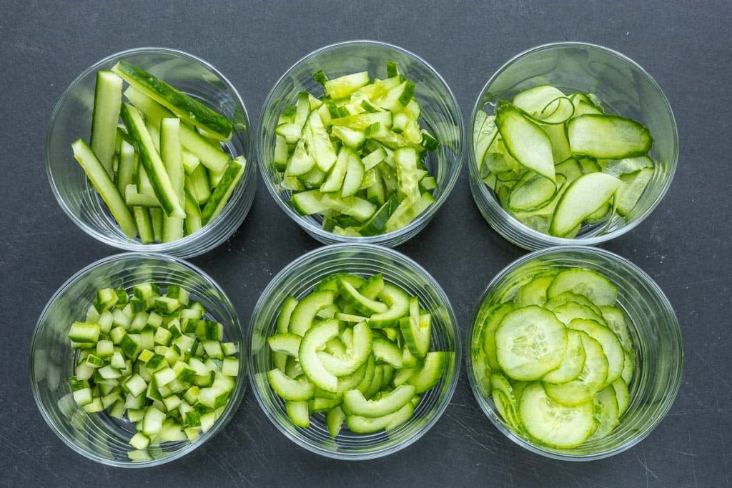 Types of cuts for fresh cucumbers
