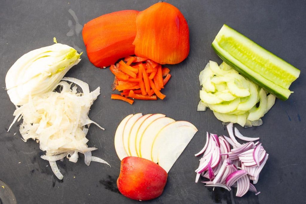 Vegetable ingredients herring salad