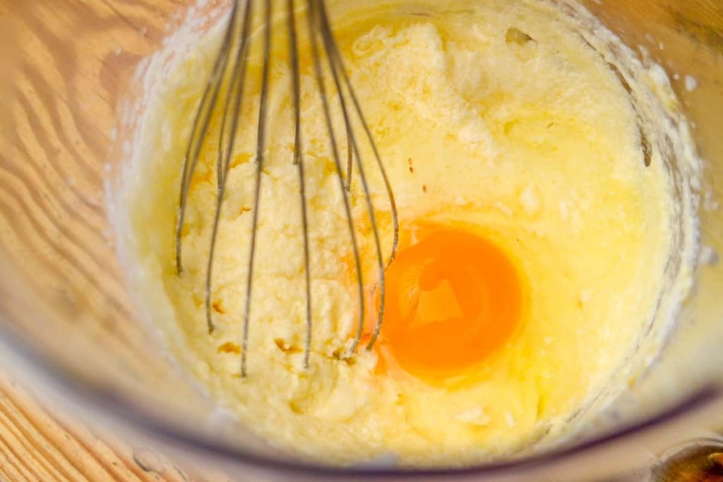 Stir the eggs into the batter