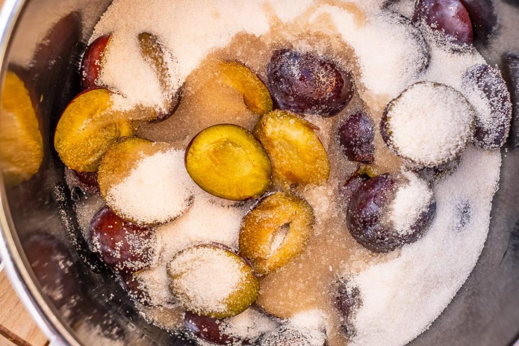 Plums and preserving sugar