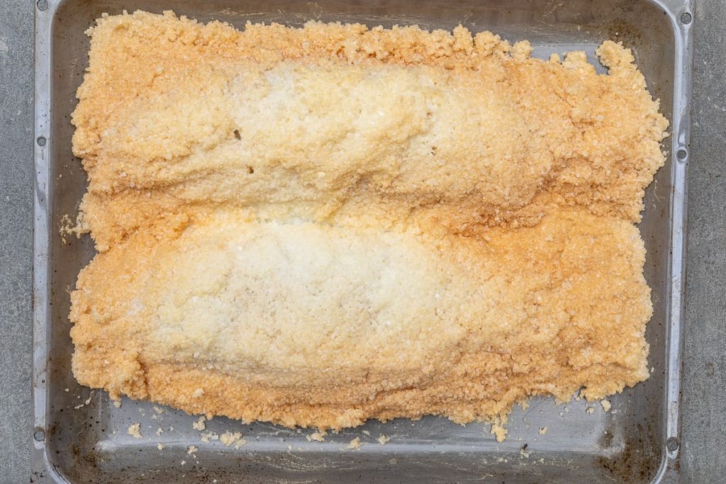 Fish cooked in a salt coat