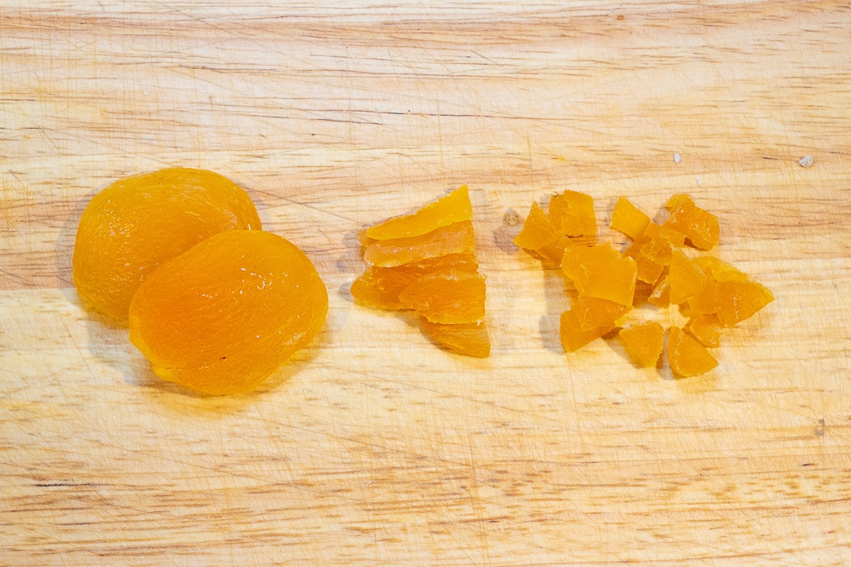 Cut the apricots into small pieces