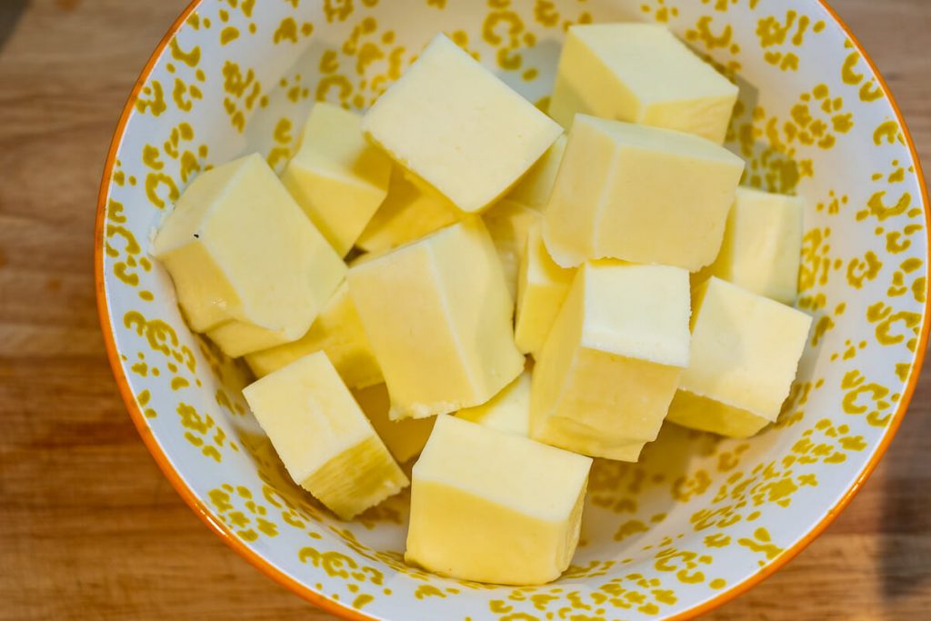 Paneer cheese in bowl