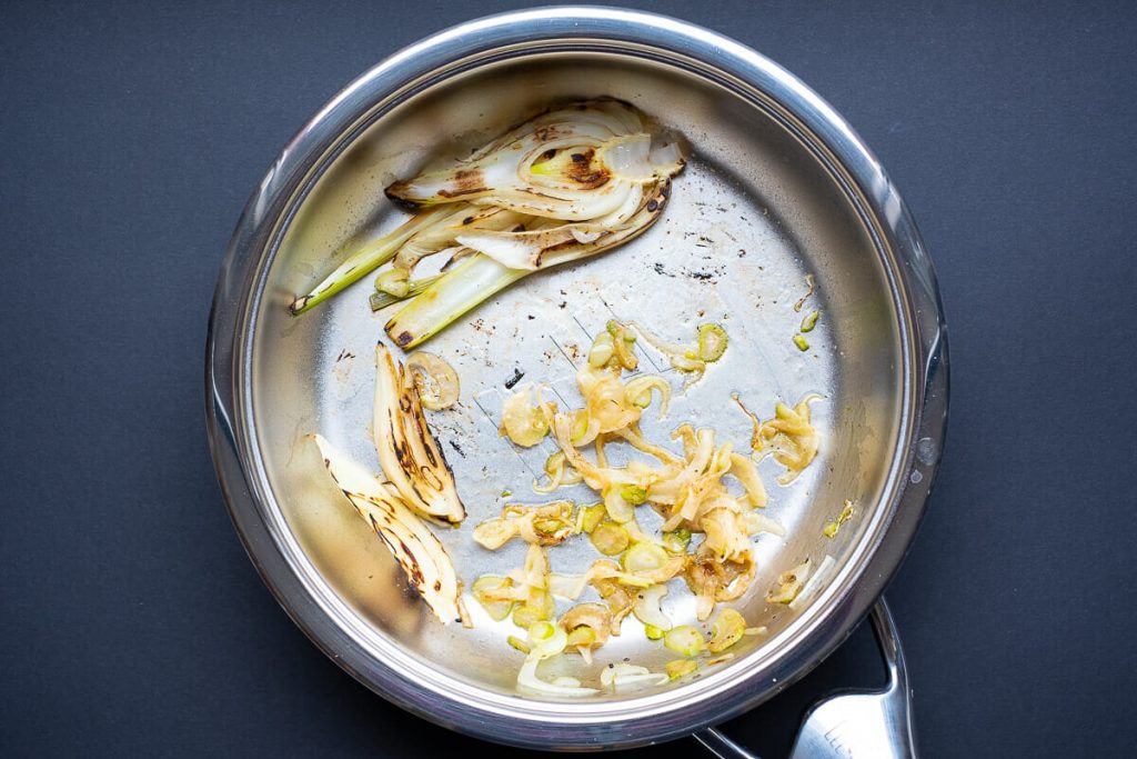 Fennel vegetables fried in the pan