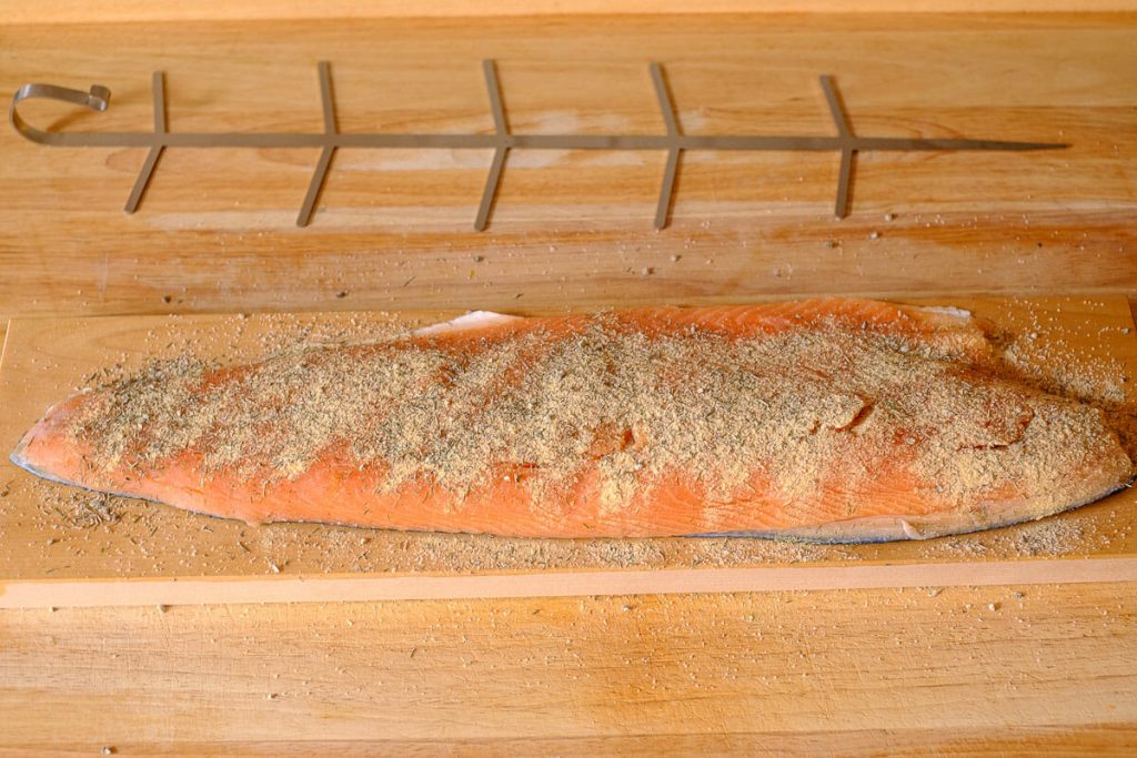 Season the salmon fillet
