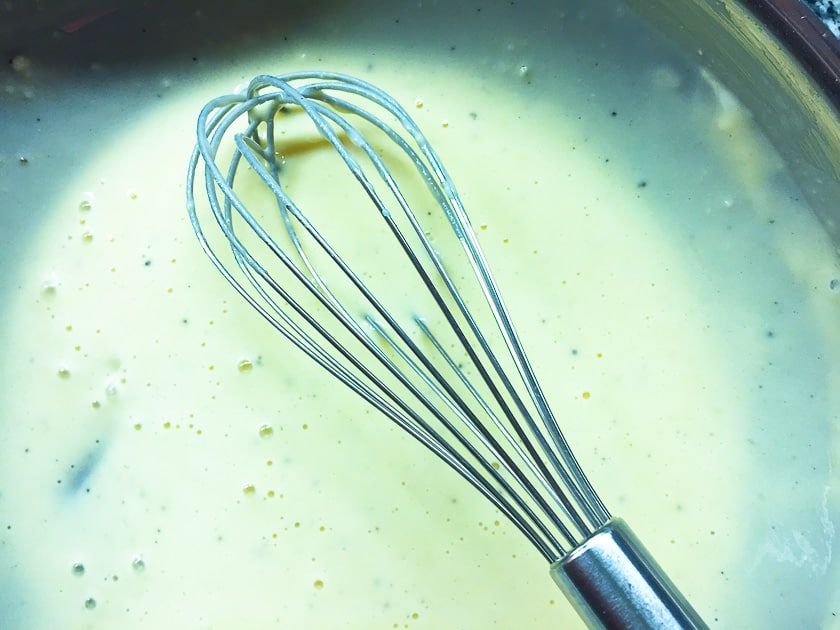 batter mixed with whisk.