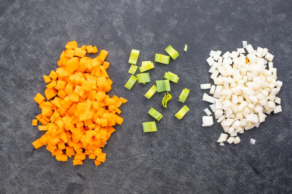 Cut vegetable cubes
