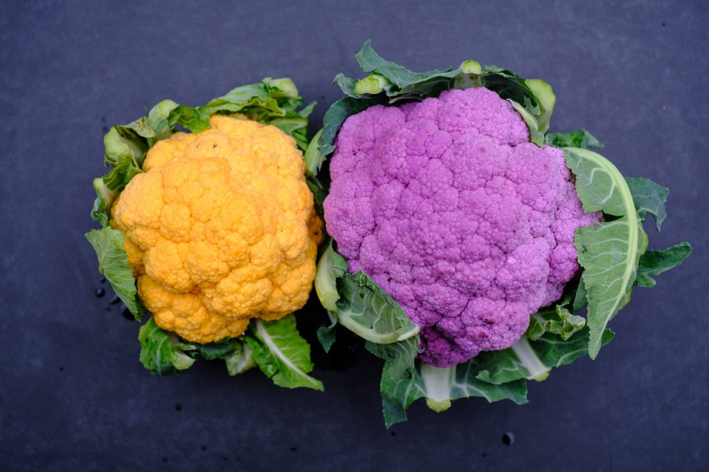 Colorful cauliflower cutting board