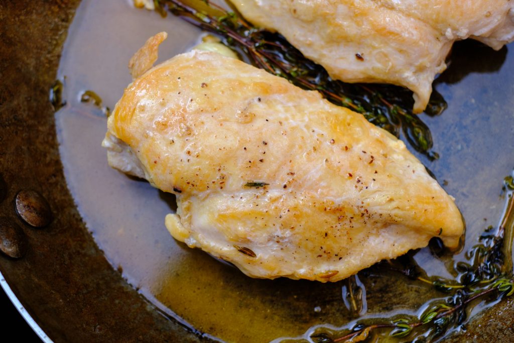 Chicken breasts in the pan