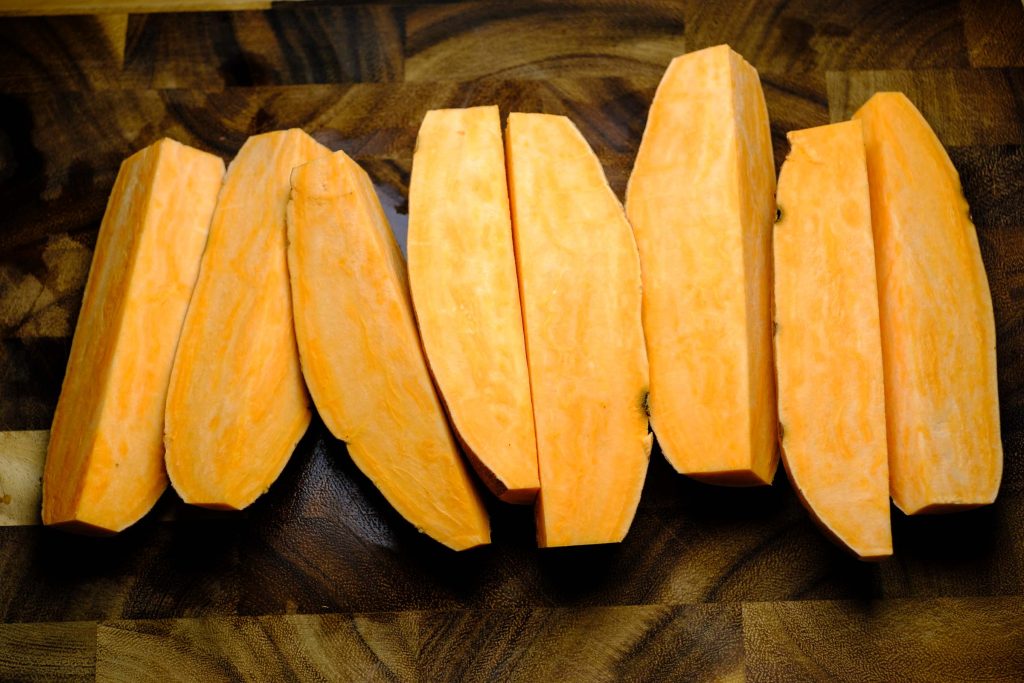 Cut sweet potatoes