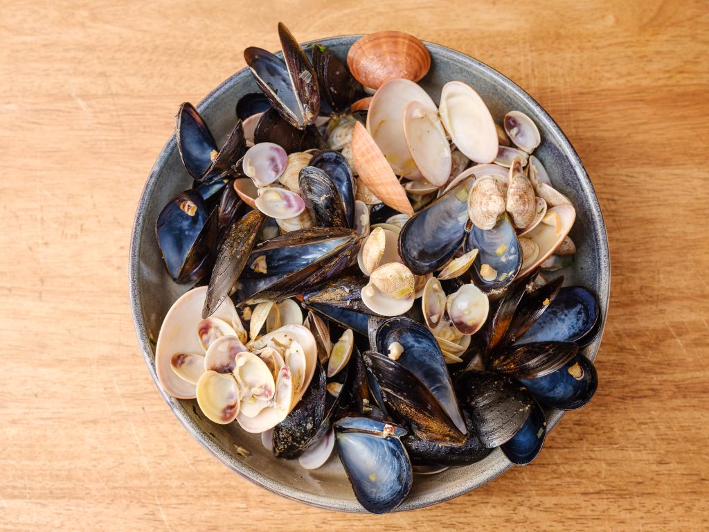 Mussel shells after eating