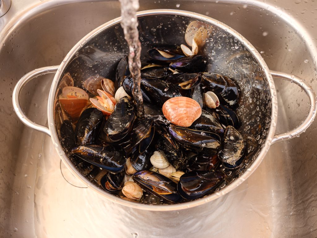 wash mussels