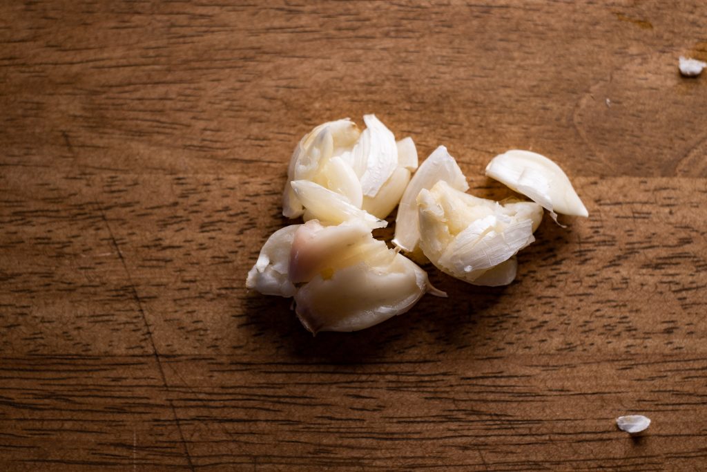 Garlic fresh on the board