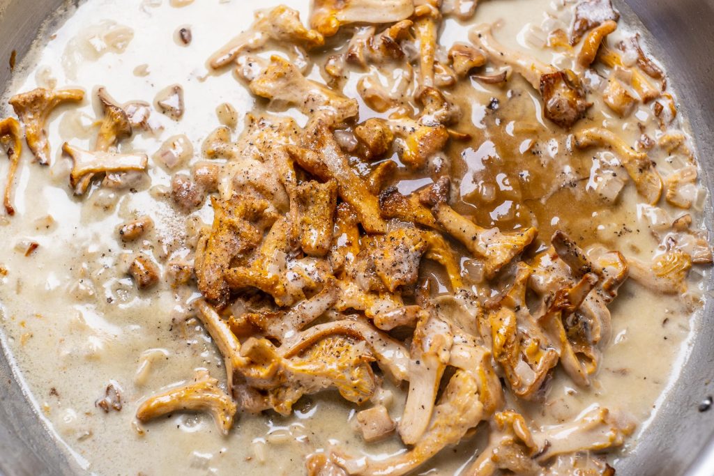Season the creamy mushrooms sauce to taste
