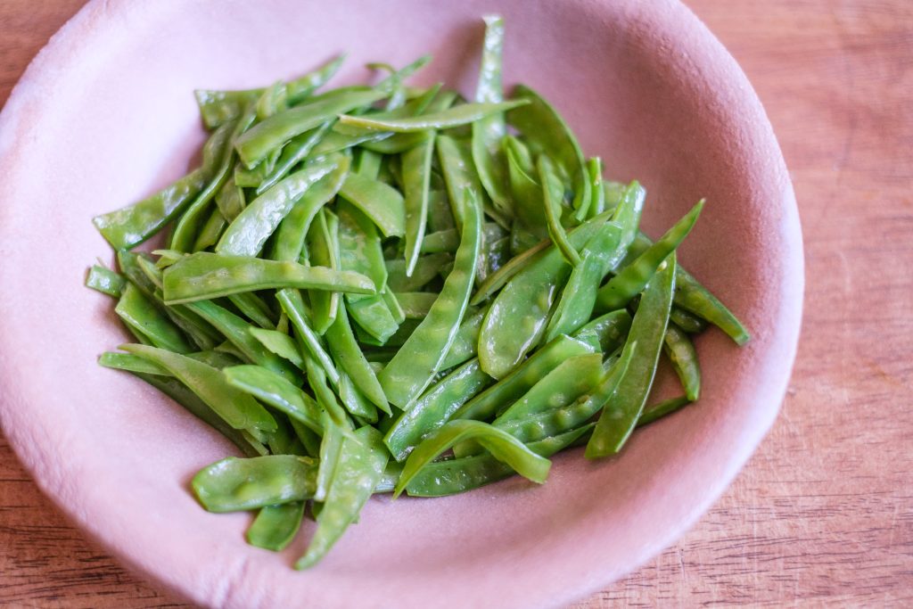 Serve the snow peas and vegetables