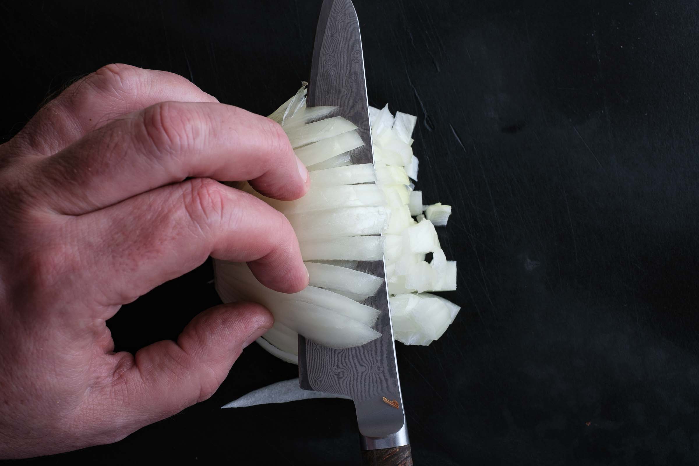 Slice the onion horizontally