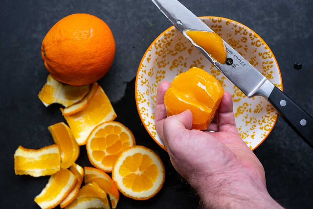 Orangenfilet ausschneiden