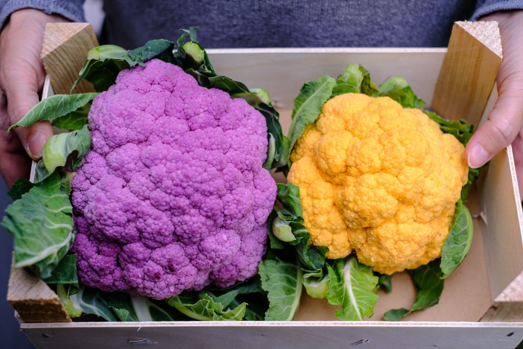 Bunter Blumenkohl frisch vom Markt
