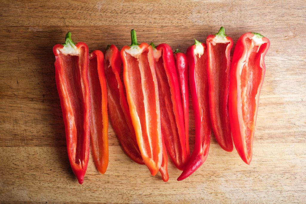Paprika Hälften vorbereitet