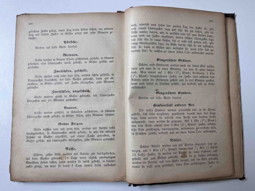 Früchte kochen altes Kochbuch
